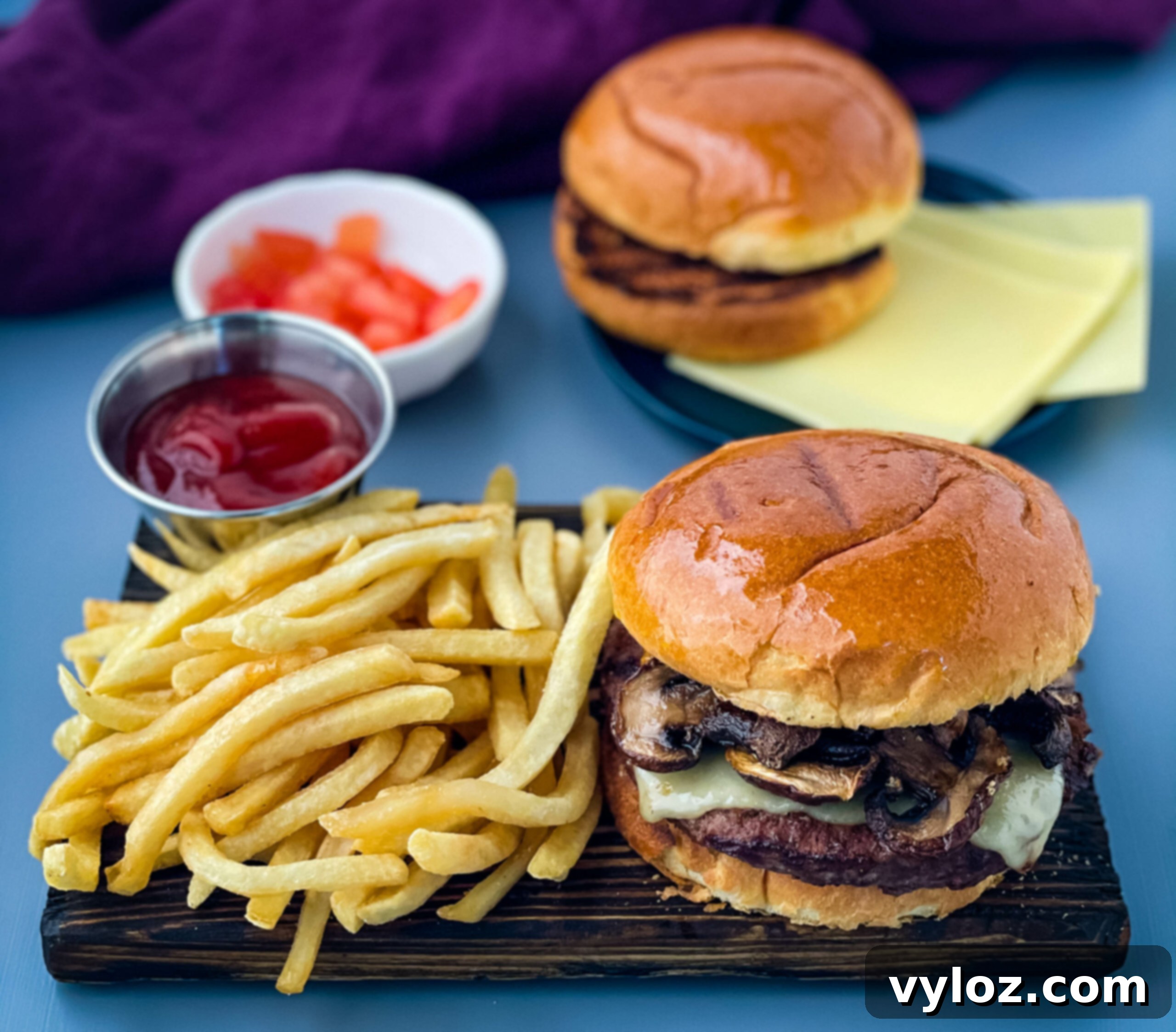 Savory Mushroom Swiss Burger 1 featured 31451