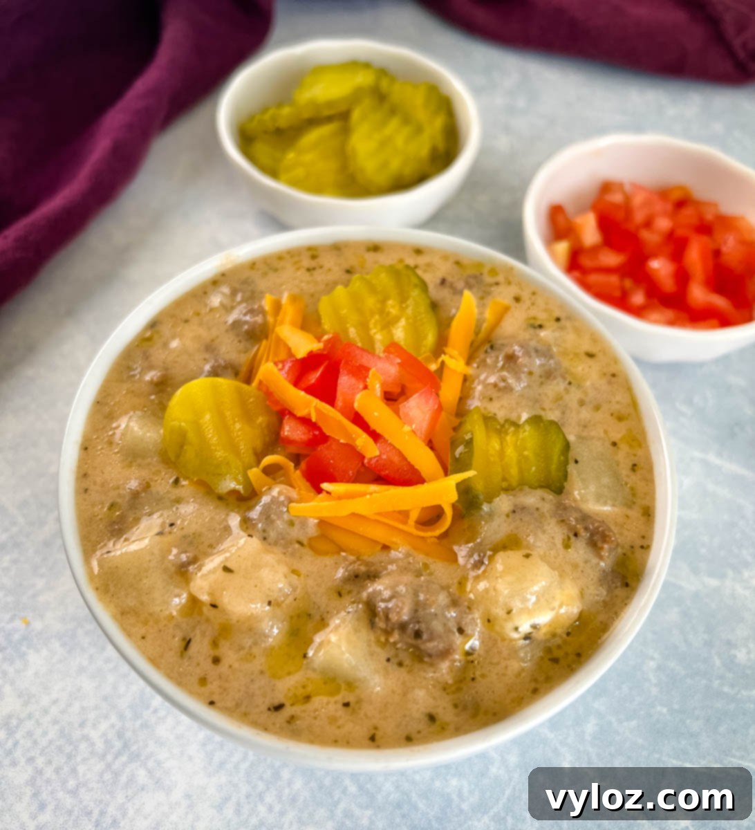 Hearty Slow Cooker Cheeseburger & Potato Soup 1 featured 43647