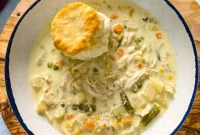Hearty Slow Cooker Chicken Pot Pie with Biscuits