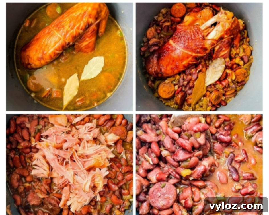 Easy Instant Pot Louisiana Red Beans and Rice 8 smoked turkey and red beans in an Instant Pot