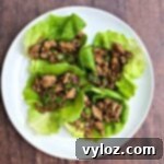 keto low carb pf changs lettuce wraps on a white plate