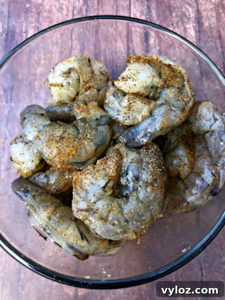 seasoned uncooked shrimp