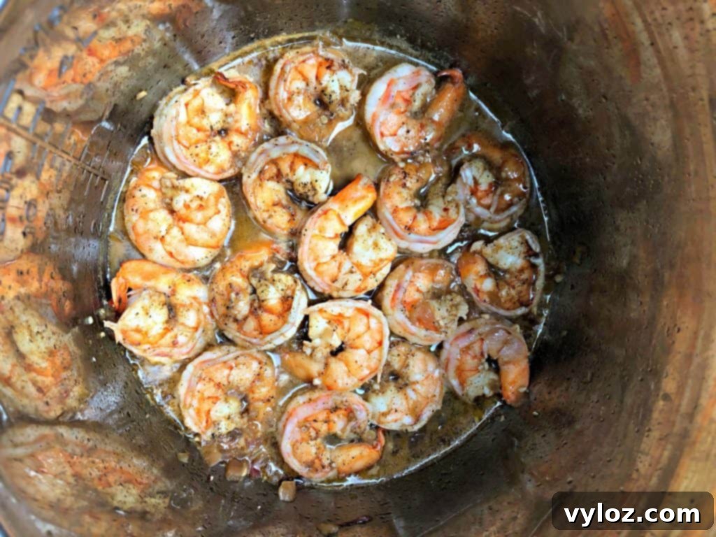 cooked shrimp in an instant pot