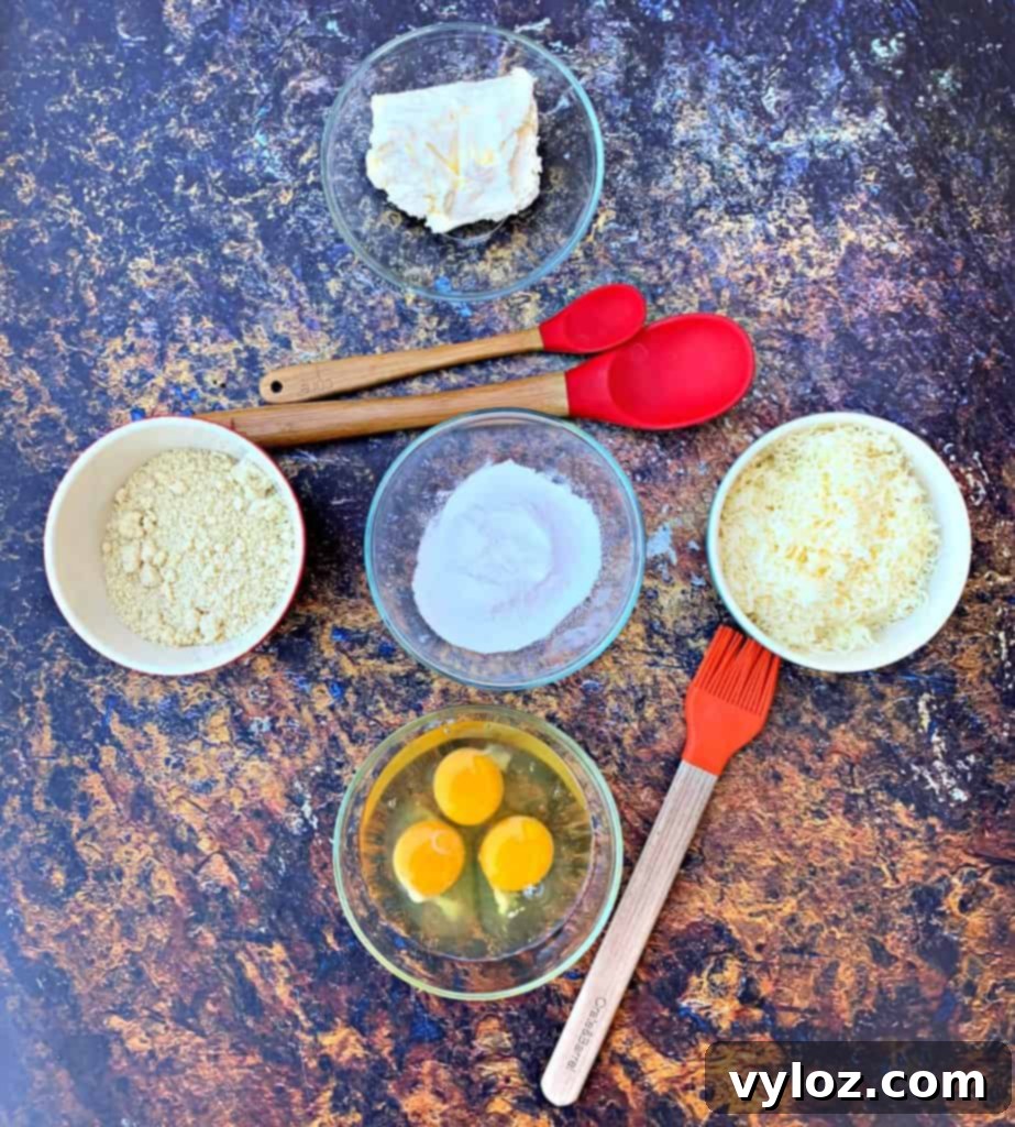 Ingredients laid out for making keto biscuits
