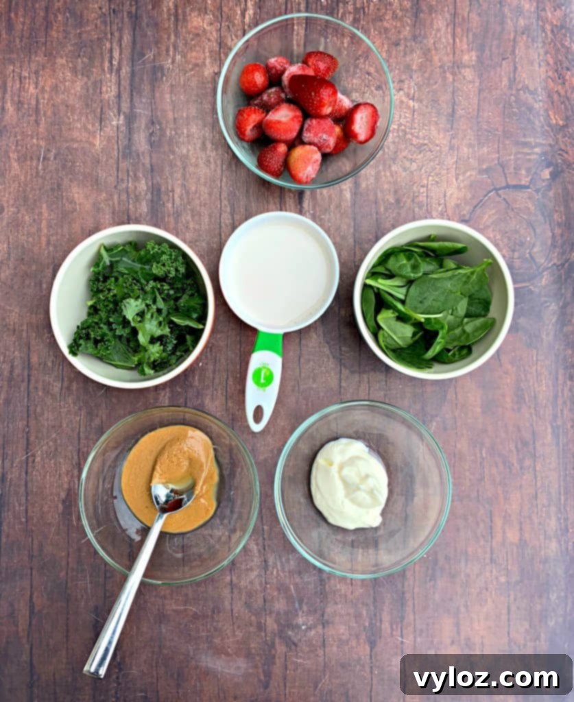 Creamy Strawberry Peanut Butter Delight 3 Fresh ingredients for a healthy strawberry peanut butter smoothie