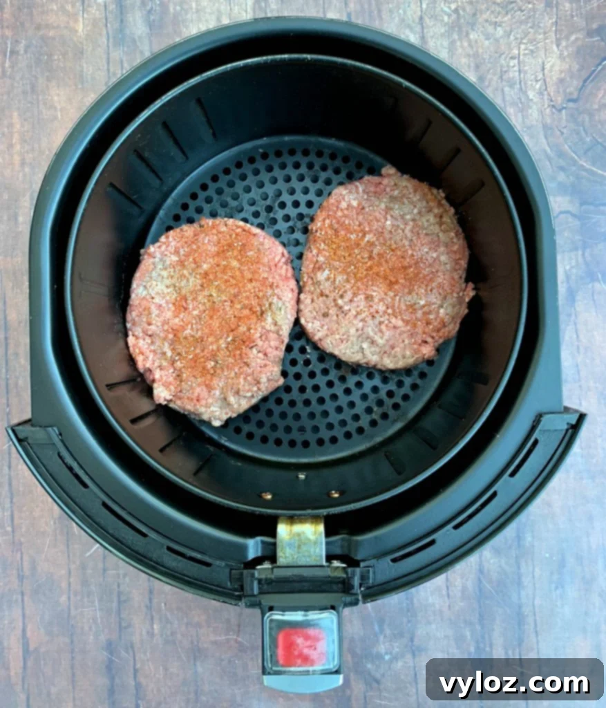 raw burger patties in air fryer