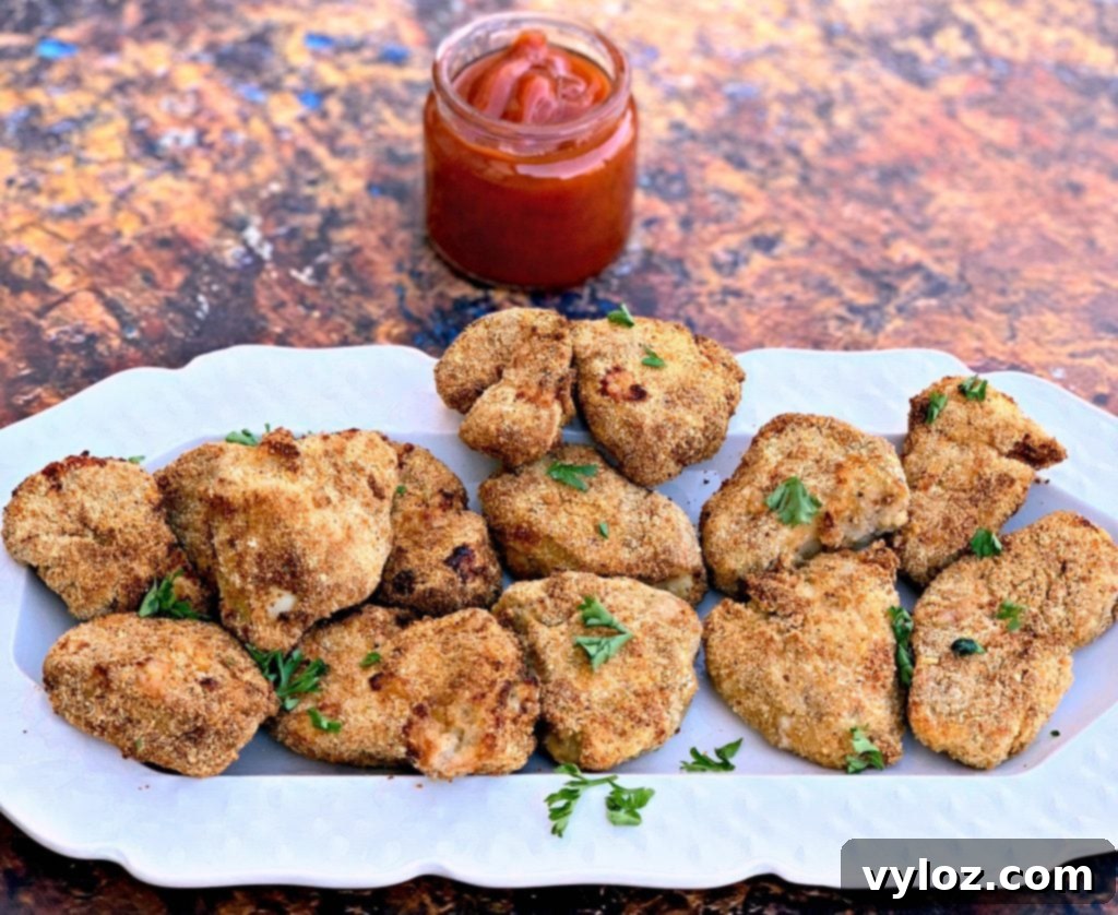 Crispy Air Fryer Chicken Nuggets 2 Delicious crispy air fryer chicken nuggets ready to be served