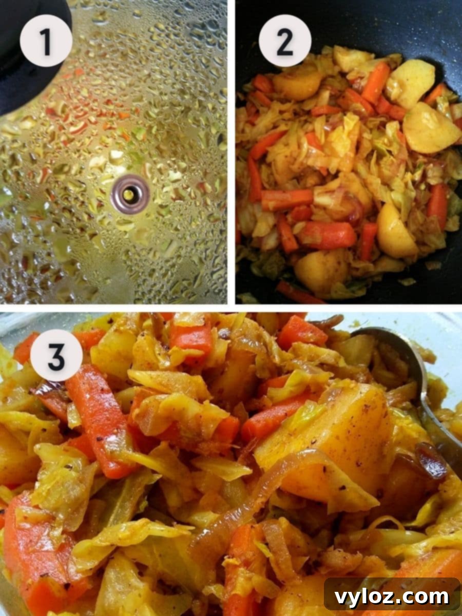 Ethiopian cabbage Dish Making Steps - Atakilt Wat ready to serve