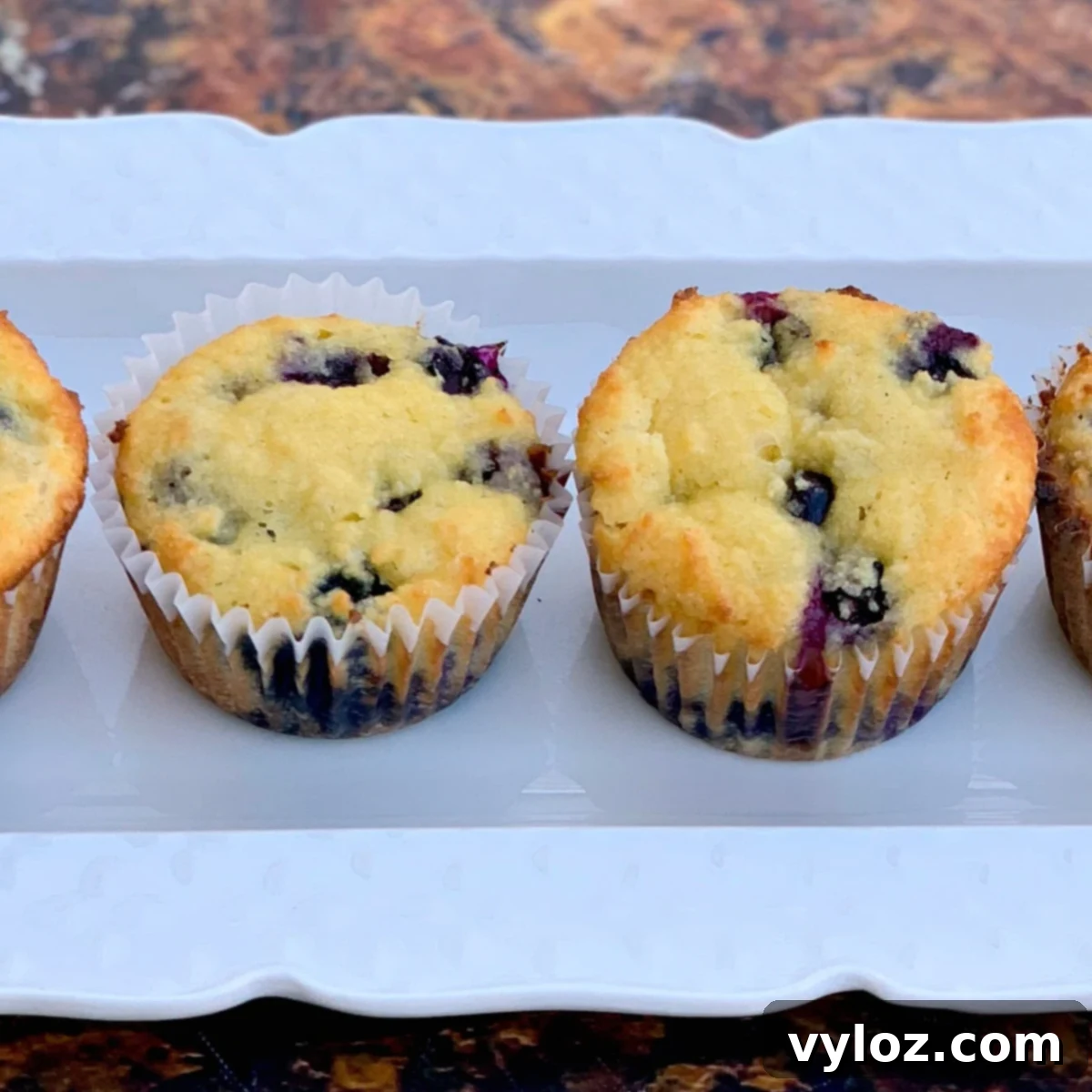 keto blueberry muffins on a white plate