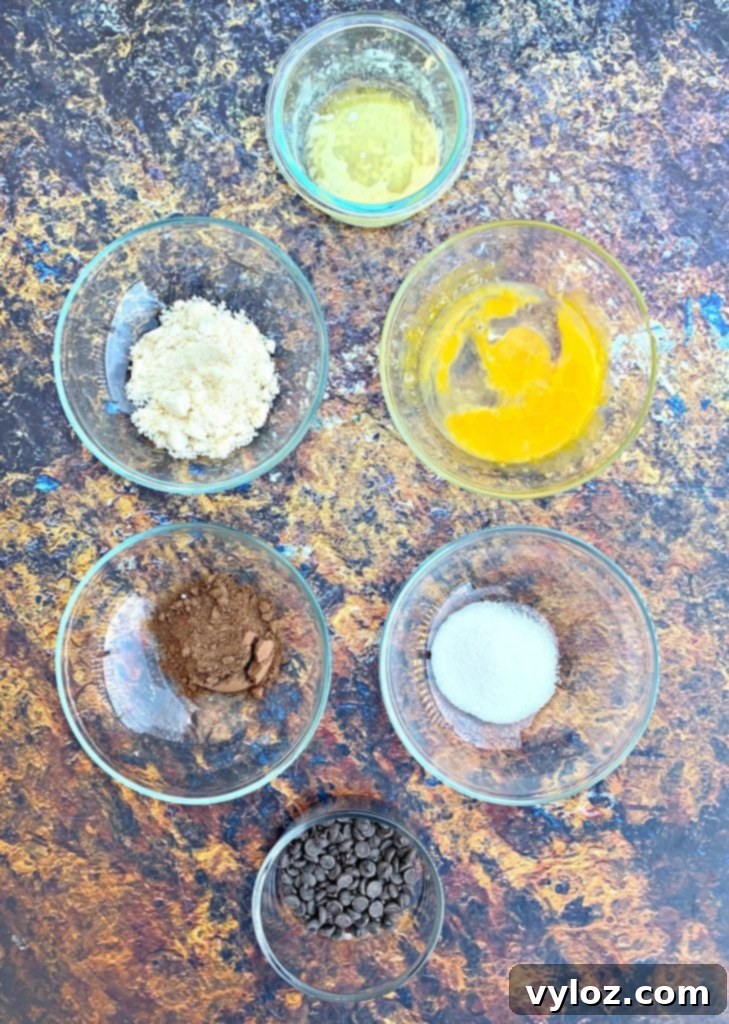 ingredients for keto chocolate mug cake