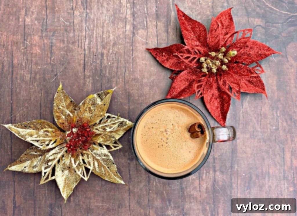 keto low carb peppermint mocha with christmas decorations