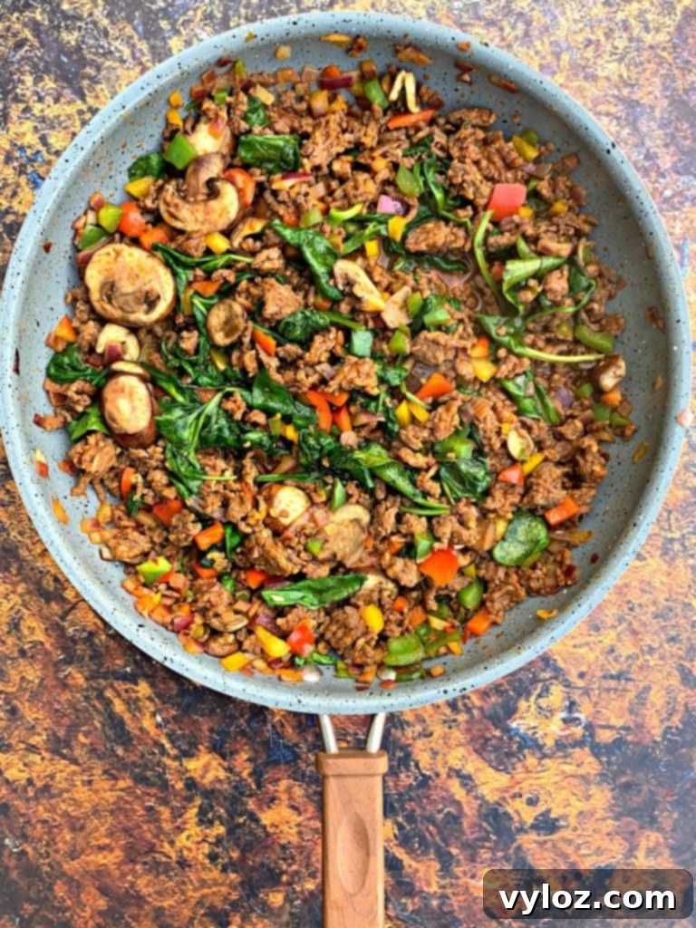 Keto Chorizo Egg and Cheese Breakfast Prep 8 keto low carb sausage breakfast scramble in a skillet