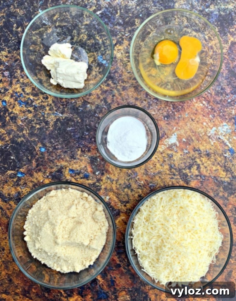 Ingredients for cooked keto fathead bagels