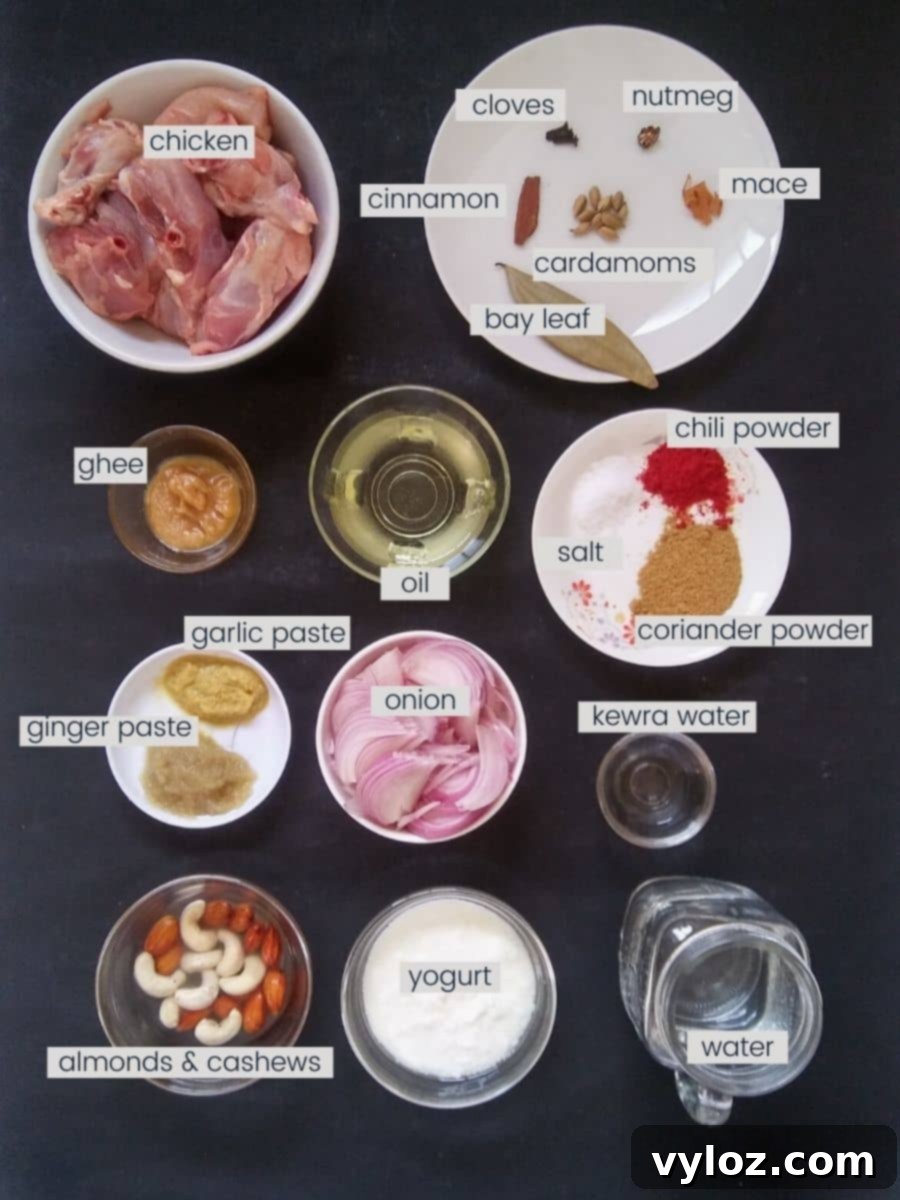 Chicken korma ingredients