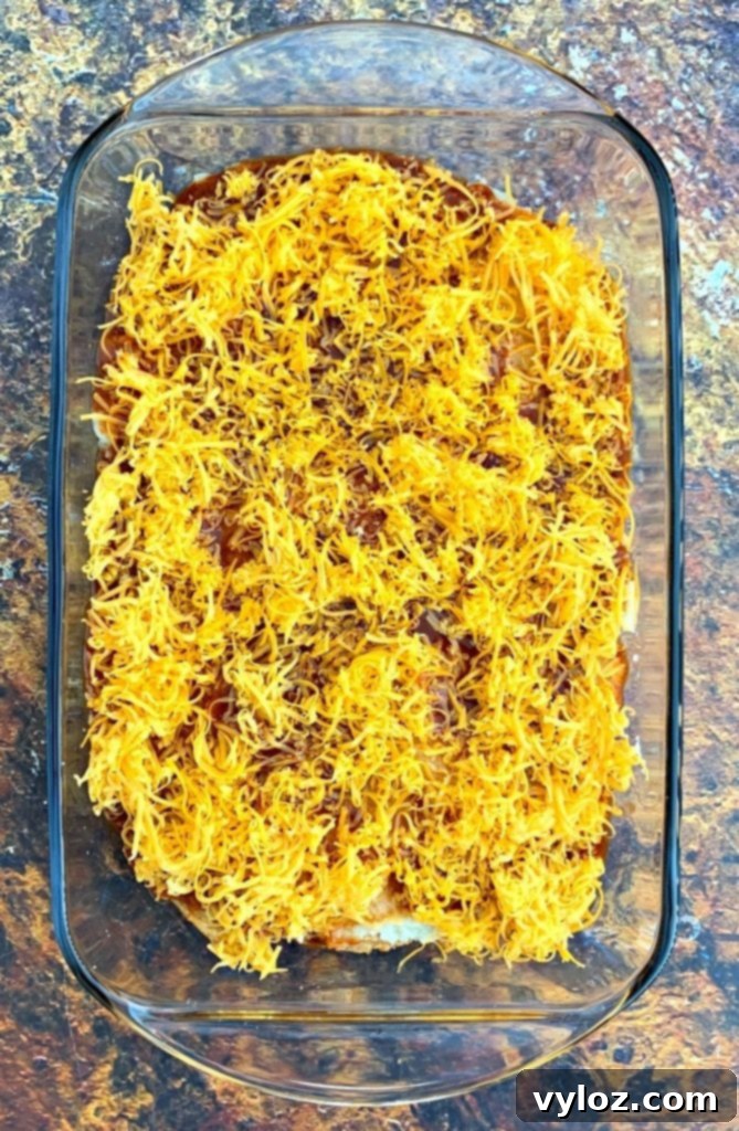 keto low carb enchilada casserole in a baking dish