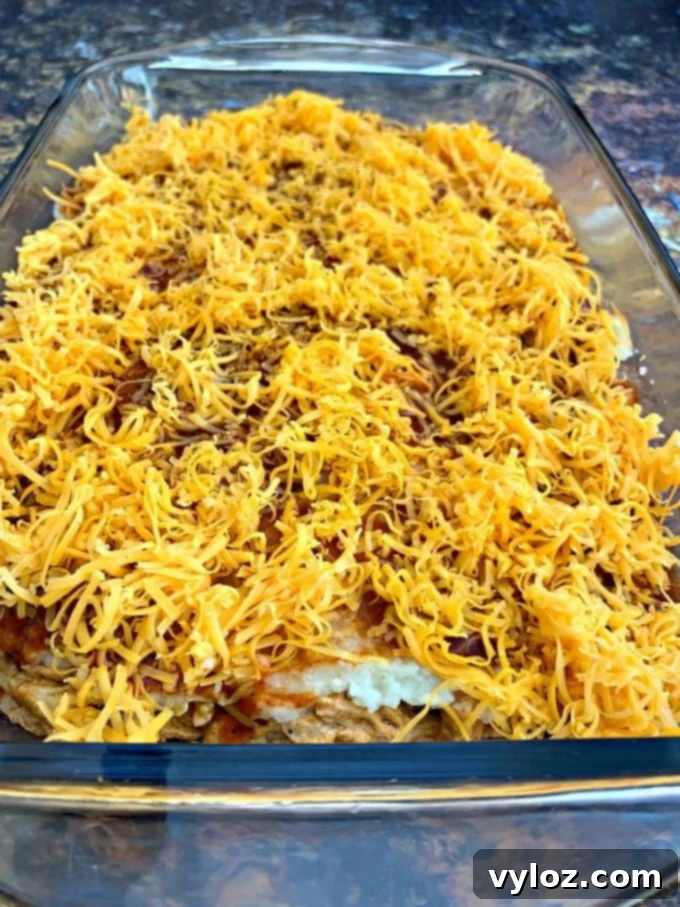 keto low carb enchilada casserole in a baking dish