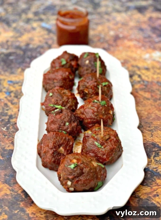 Air Fryer BBQ Beef Meatballs 11 Close-up of Keto Low Carb Air Fryer Meatballs with BBQ Sauce