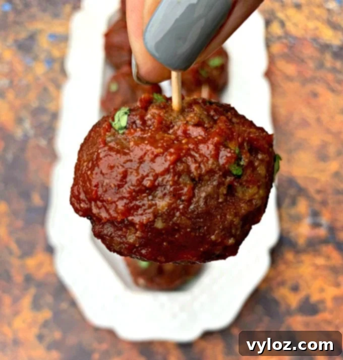 Air Fryer BBQ Beef Meatballs 12 Person holding Keto Low Carb Air Fryer Meatballs with BBQ Sauce