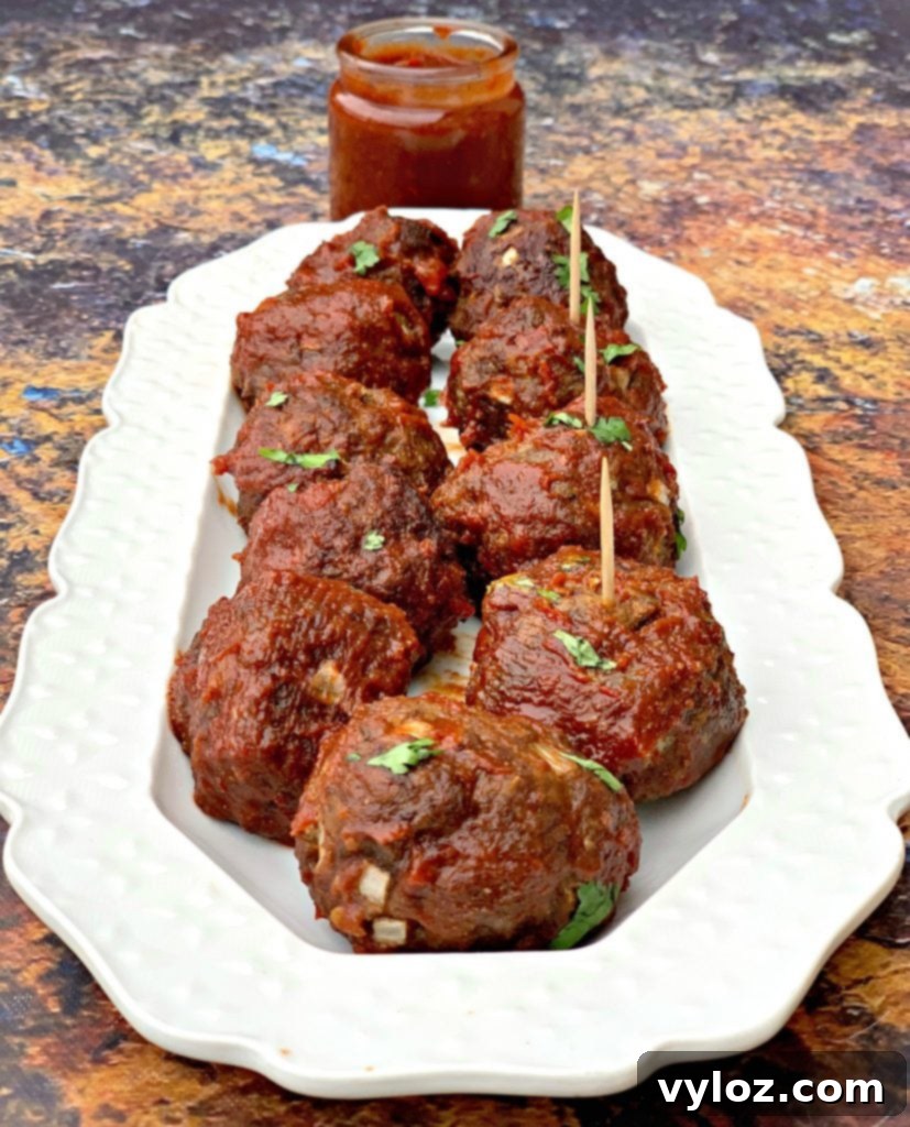 Air Fryer BBQ Beef Meatballs 9 Keto Low Carb Air Fryer Meatballs with BBQ Sauce served with a side