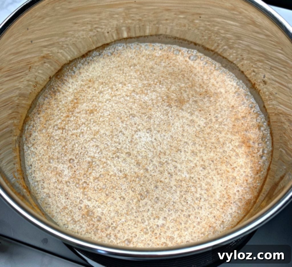 Uncooked keto hemp oatmeal with blueberries, almonds, and coconut in a pan before heating