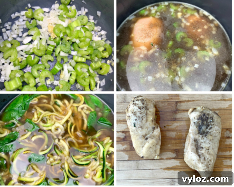 Keto Low Carb Instant Pot Chicken Zoodle Soup 5 keto low carb chicken noodle soup with zucchini noodles in an instant pot