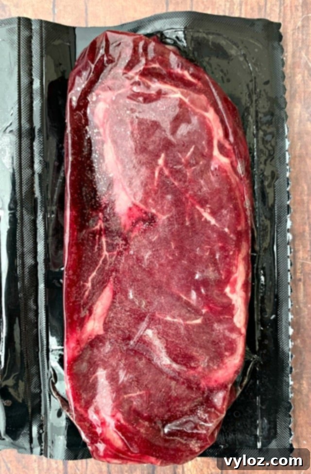 Butcher Box ribeye steak in packaging, ready to be cooked to perfection.