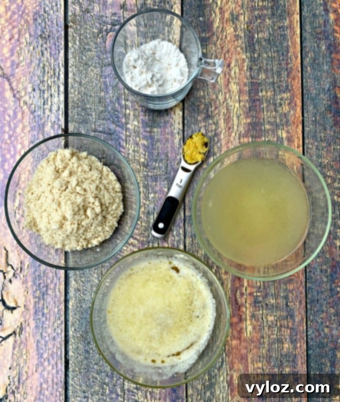 Simple Zesty Keto Lemon Bars 4 Ingredients for keto lemon bars in separate glass bowls