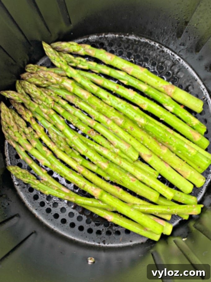 Fresh raw asparagus ready for air frying