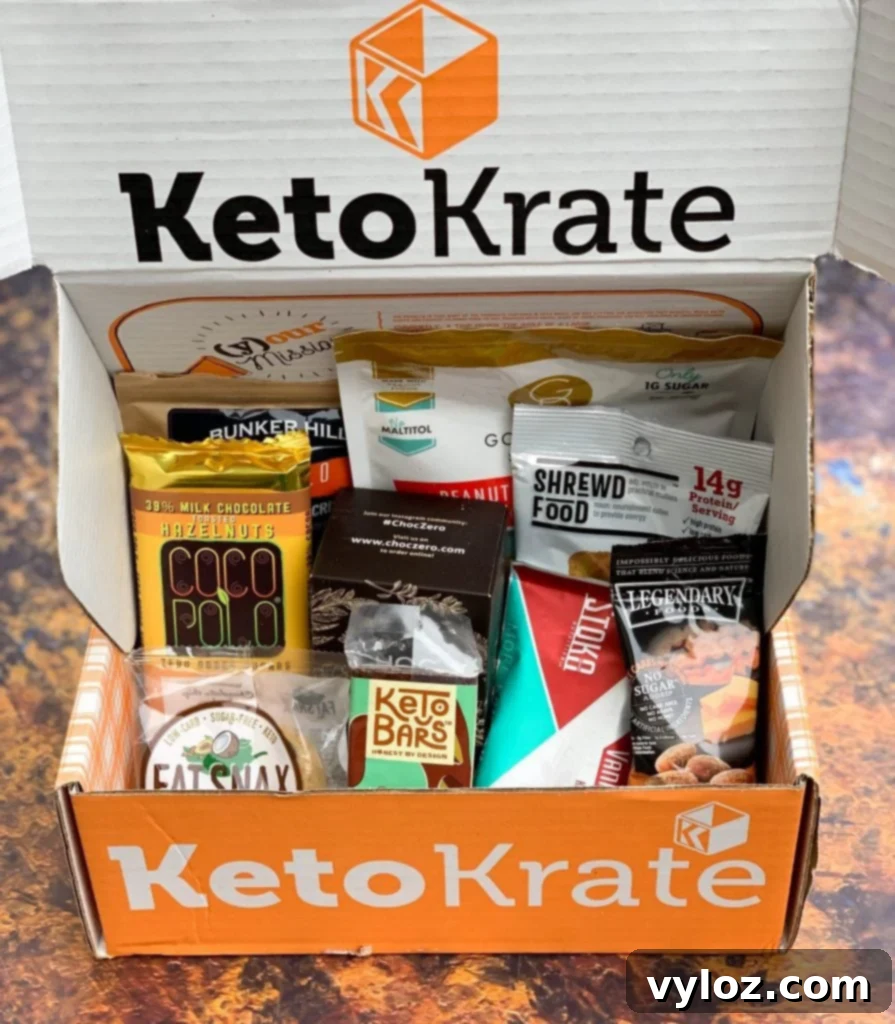 keto krate snack box with various low carb items