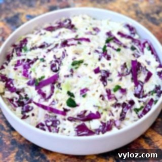 keto low carb coleslaw in a white bowl