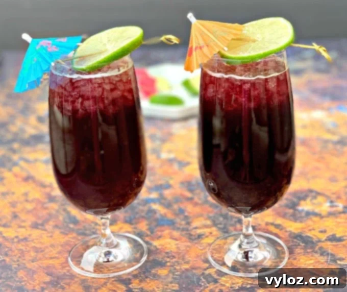 Two glasses of vibrant keto low carb red wine sangria, garnished with fresh lime slices, set against a warm, inviting backdrop.