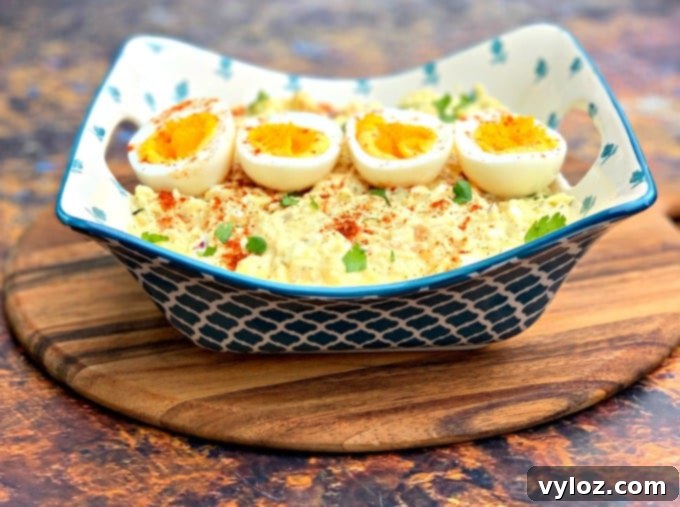 Keto low carb cauliflower potato salad with boiled eggs