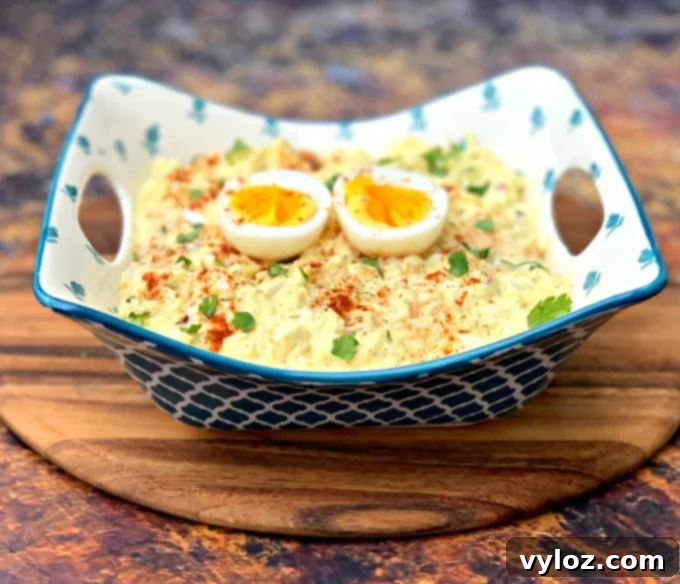 Keto low carb cauliflower potato salad with boiled eggs