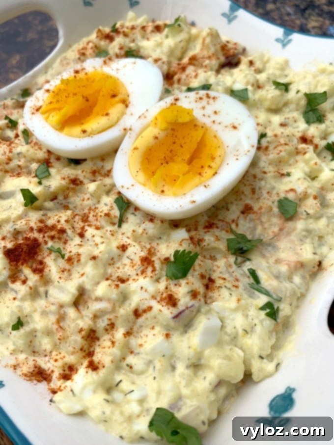 Keto low carb cauliflower potato salad with boiled eggs
