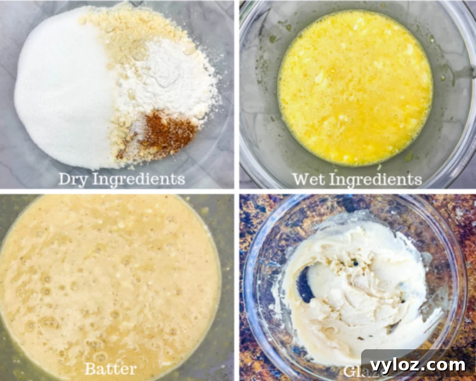 Close-up of fluffy keto donut batter being spooned into a donut pan.