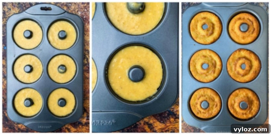 keto low carb donut batter in a donut pan before baking