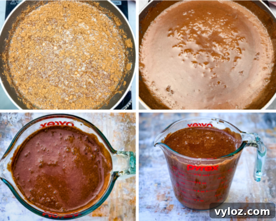 Keto low-carb fudge popsicles mix cooking in a pan