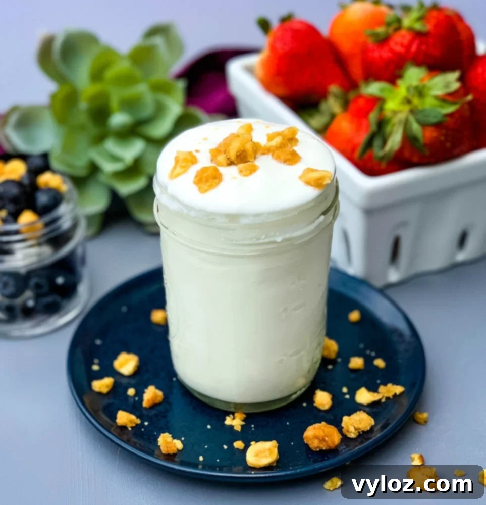 instant pot homemade yogurt in a glass jar with granola