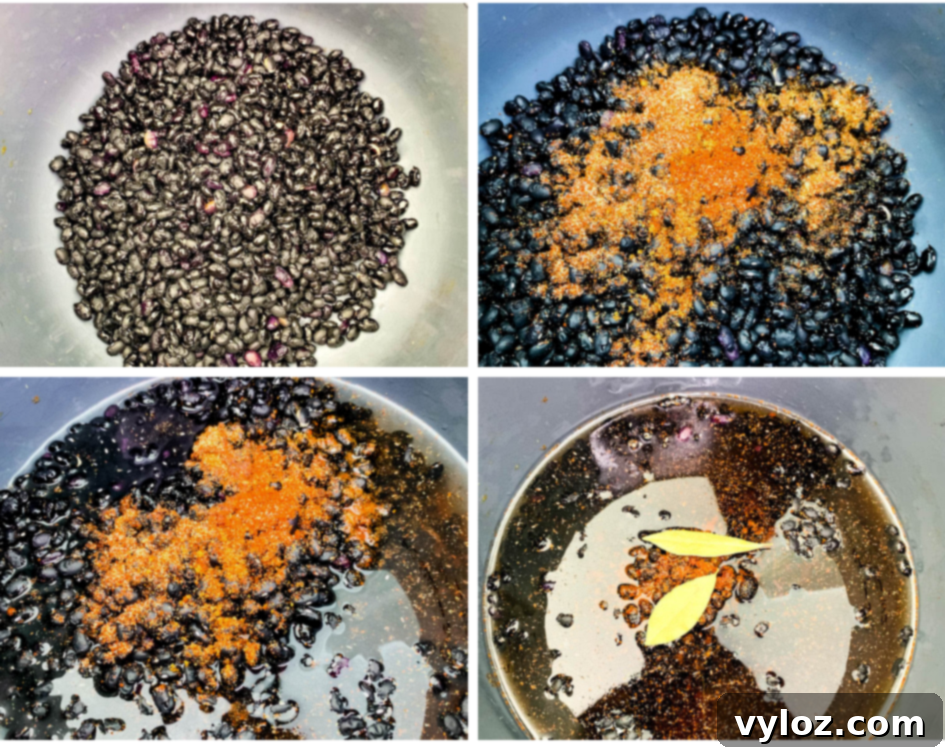 collage photo of black beans in an Instant Pot