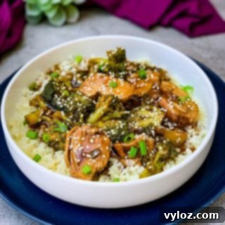 Instant Pot teriyaki chicken in a white bowl