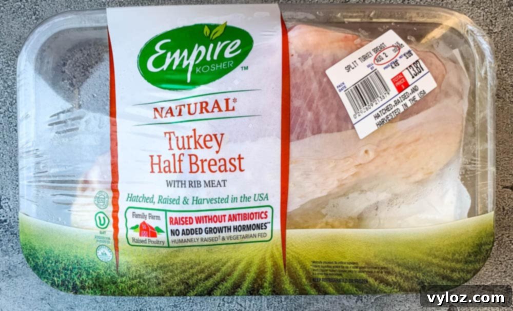 raw natural turkey breast in a package