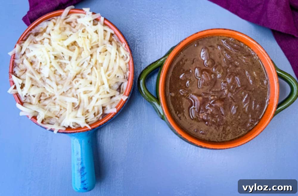 Effortless Instant Pot French Onion Soup 10 Instant Pot French onion soup in a bowl with cheese