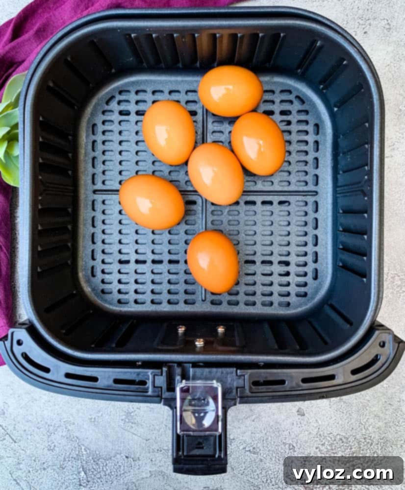 cage free brown eggs in an air fryer