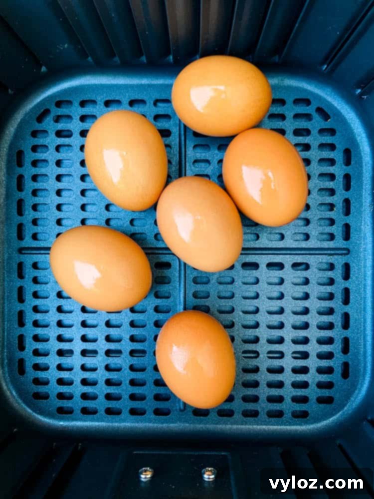 cage free brown eggs in an air fryer
