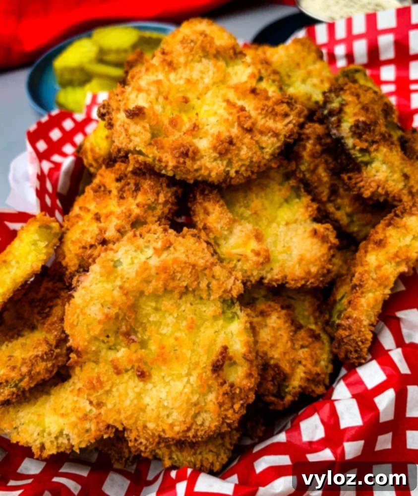 air fryer crunchy fried pickles in a basket