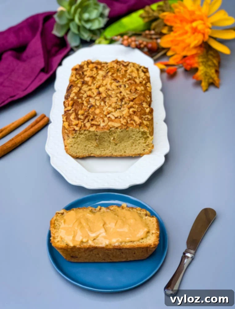 Keto low carb zucchini bread slice with almond butter