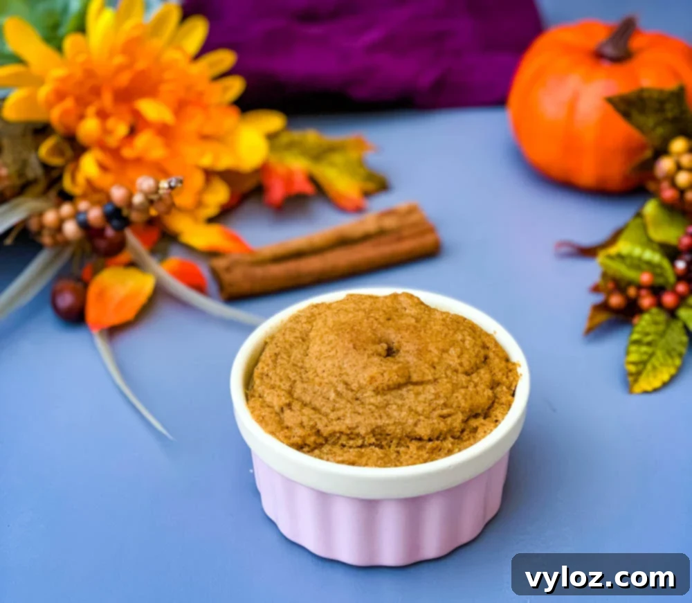 Cozy Pumpkin Spice Mug Bliss 5 keto low carb pumpkin mug cake in a pink ramekin