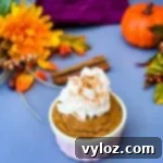 Cozy Pumpkin Spice Mug Bliss 9 keto low carb pumpkin mug cake in a pink ramekin with whipped cream