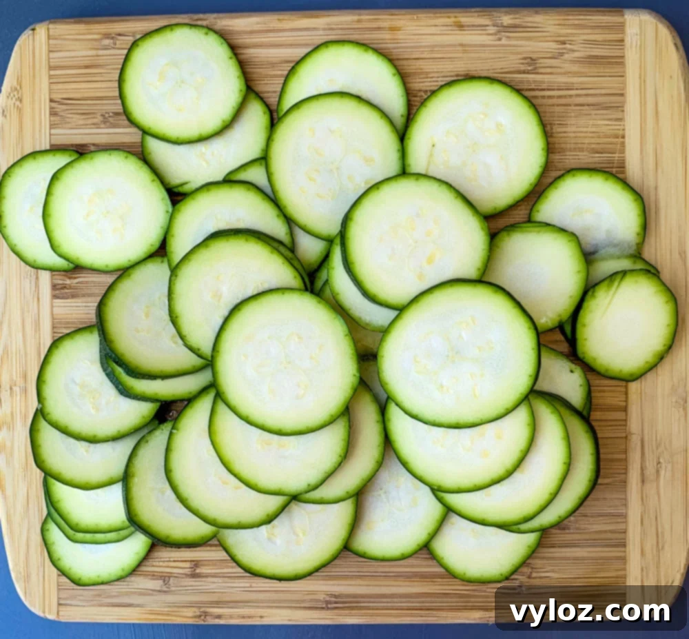 sliced zucchini on a cutting board