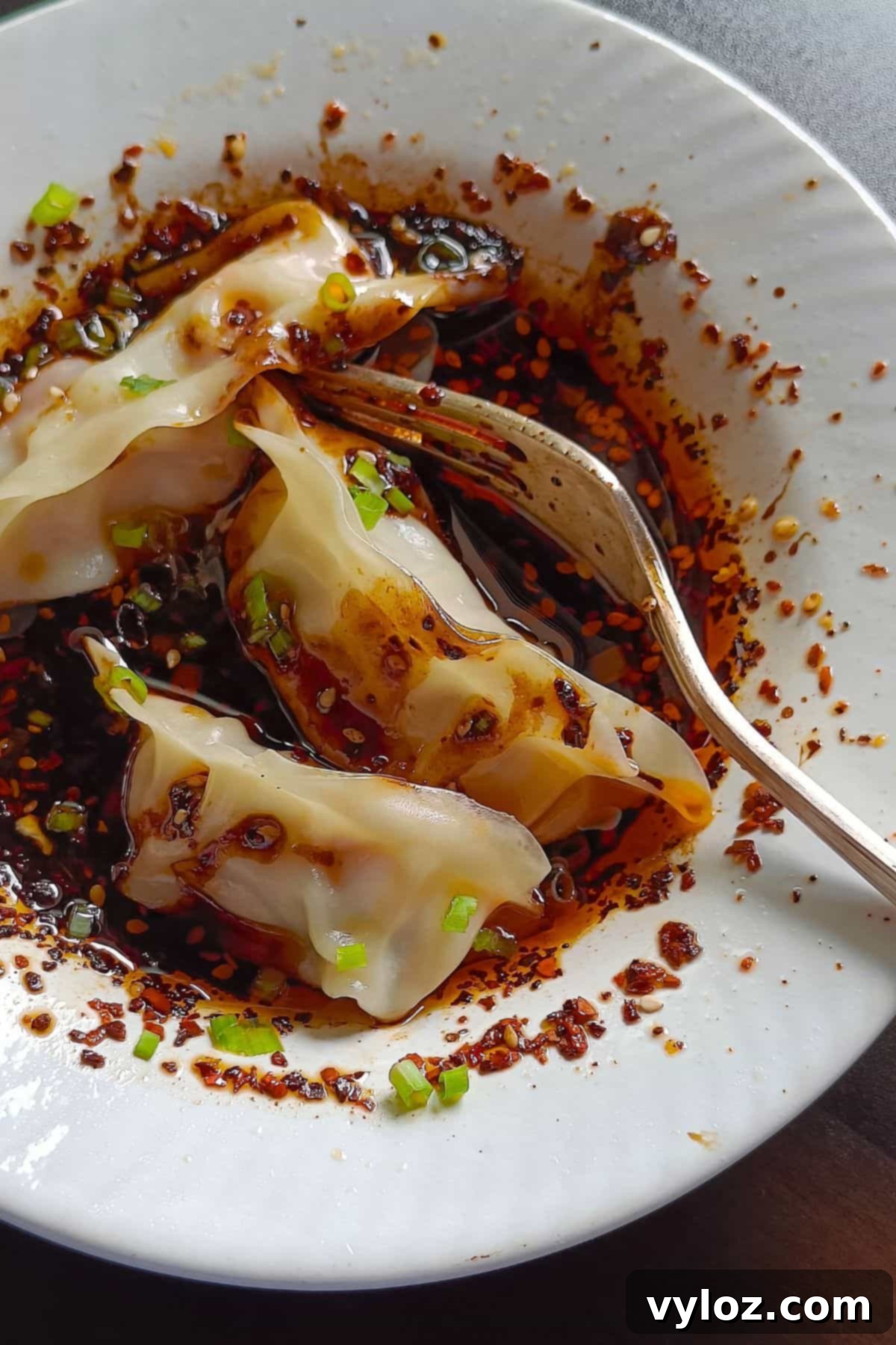 The Ultimate Wet Sauce 2 Image showing wet wet sauce in a bowl with steamed dumplings, ready to be enjoyed.